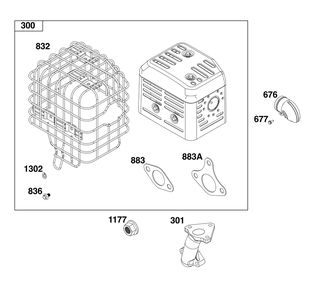Exhaust Group Diagram and Parts List for 25T237-0036-H5 200000 - 399999 Briggs and Stratton Engine